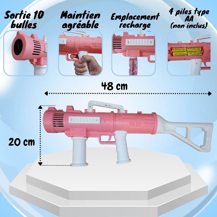 2 en 1 Pistolet à Bulles Enfant, Machine à Bulle Savon Automatique, Bubble Ventilateur, Jeu d'été de Plage Jardin pour Enfant - - Jeux - Jouets