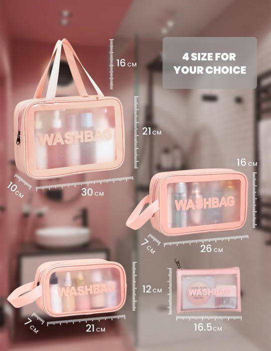 Kit 3 Trousse Toilette Transparente Voyage - PVC Étanche | Sacs Maquillage Avion | Organisateur Cosmétiques Homme/Femme