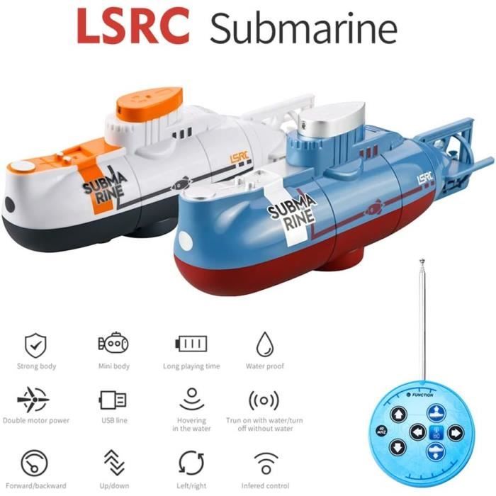 Mini Sous-Marin Télécommandé Rechargeable – Avant/Arrière/Gauche/Droite/Plongée – Piscine, Baignoire, Étang