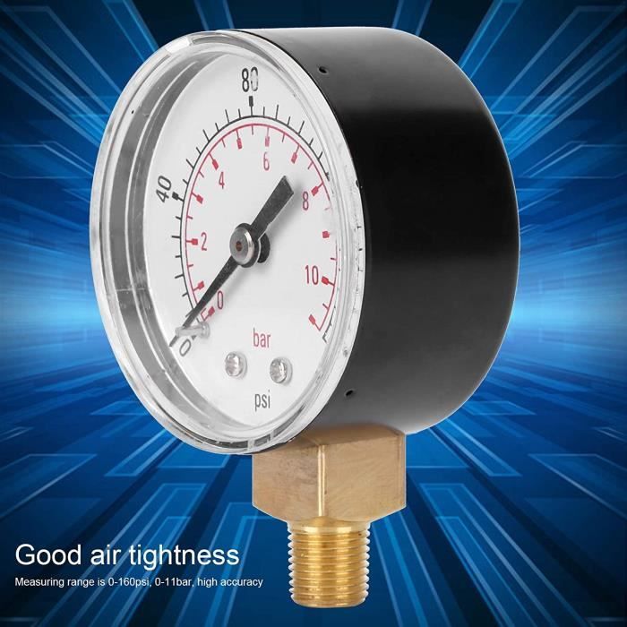 Manomètre, manomètre à cadran 0-60 psi eau/air/huile en métal manomètre