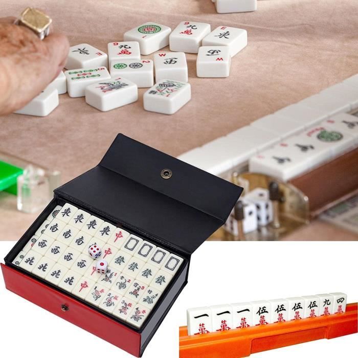 ANCIEN JEU CHINOIS 144 Tuiles MAH-JONG dans un Coffret à restaurer