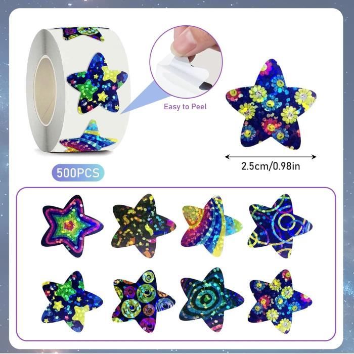 1000 Pièces, Étoile Gommettes Autocollants Dorées Brillants - 15 mm