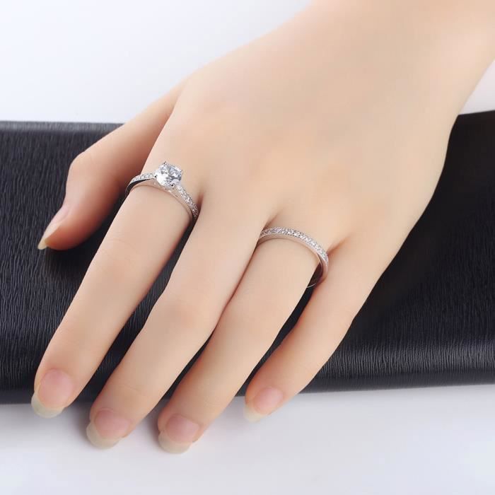 Ensemble de bagues de mariage Deux anneaux His Hers Couples Bagues
