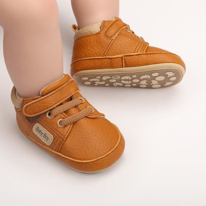 Chaussures Pour Bébé Garçon Couleur Claire Faux Cuir Mou Tendre