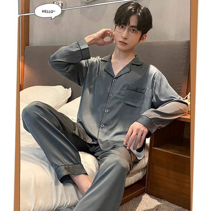 Pyjama Homme INSFITY 2 Pieces Manches longues Confortable Couleur Gris Gris Cdiscount Pret a Porter