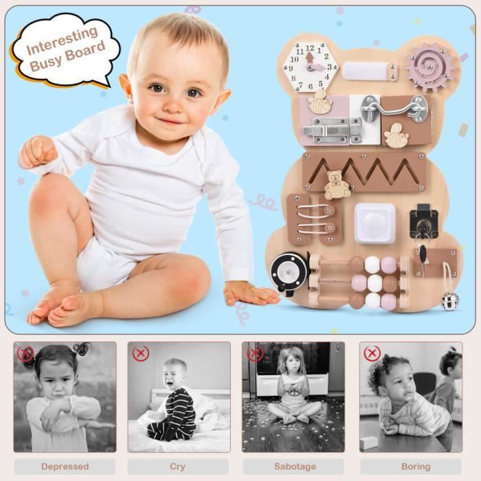 Busy Board Montessori - Tableau D'activités Sensoriel 17-en-1 Pour Enfants 1-5 Ans