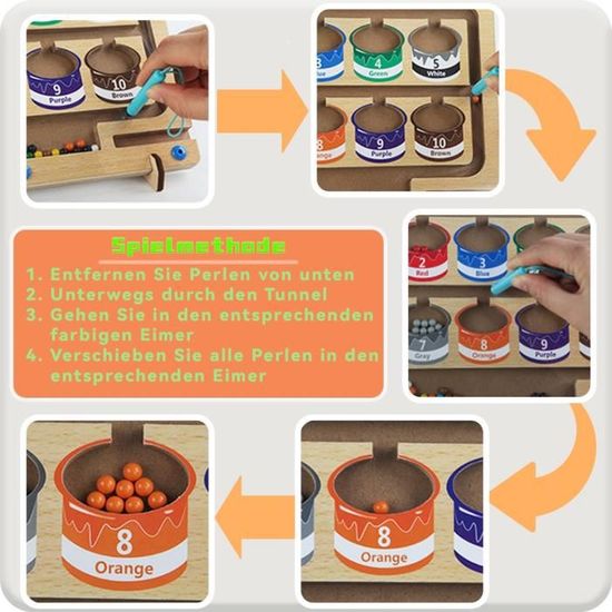VingaHouse Labyrinthe Magnétique Montessori En Bois - Perles De Couleur - 3-5 Ans - Motricité Fine