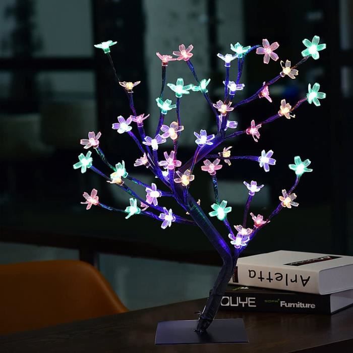 LED Lampe de Cerisier, 0.45M 48LED, Arbre Lumineux LED, Branches Noires,  pour la décoration de Maison (Multicolore)[A125] - Cdiscount Maison