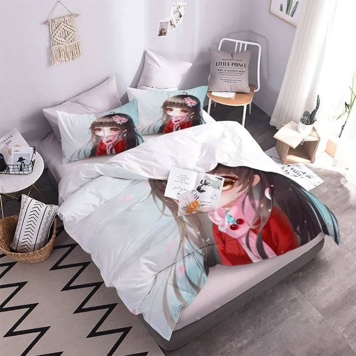 Housse De Couette Manga Fille 140X200 Enfant Ado Fille 3D Anime Parure De  Lit 1 Personne Microfibre 3 Pièces Housse De Couet[u13789]