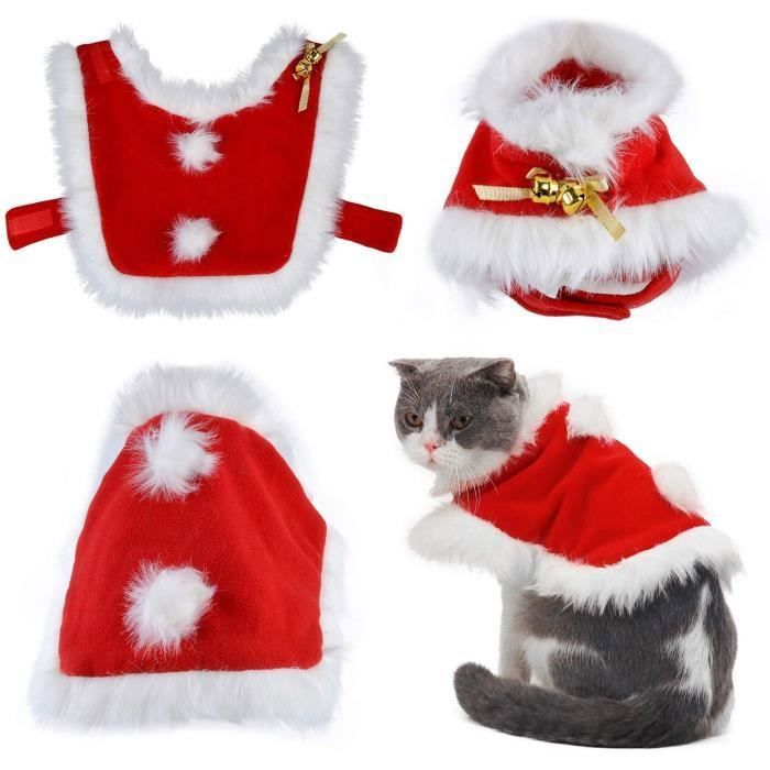 Robe Noel Chat,Nouveau Deguisement de Noel Chat -Taille Ajustable
