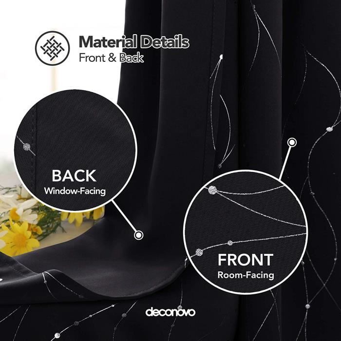 Deconovo Oeillets Rideau Occultant Avec Motif Lot De 2 Isolant