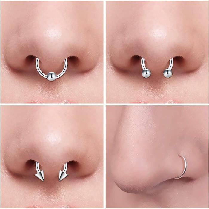 Piercing Nez Anneaux Acier Chirurgical - 10 Pièces 20g (0.8mm) Avec CZ - Pour Femme - Argent Ou Or