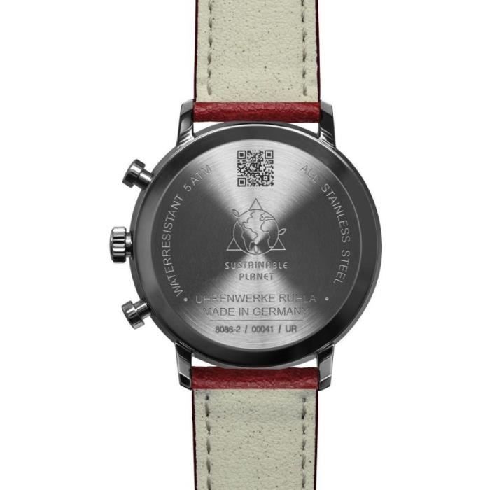 Montre Homme Zeppelin Hindenburg Acier Chrono Solaire Cuir Marron 8086-5