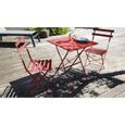 Table bistrot de jardin et 2 chaises pliantes - Oviala - Acier - Rouge-3