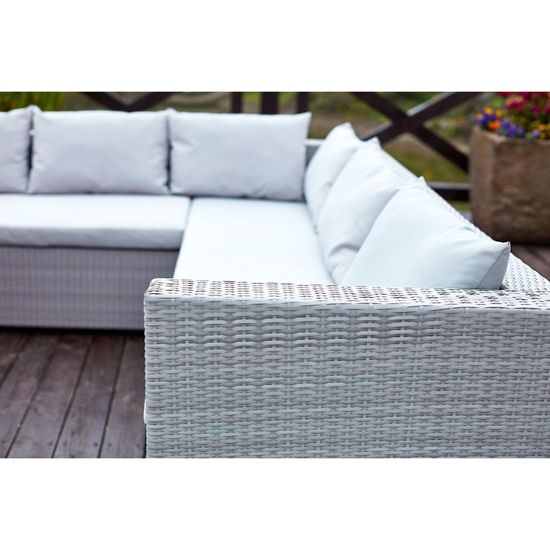 Fidji Gris Blanc Salon De Jardin Encastrable En Resine Tressee