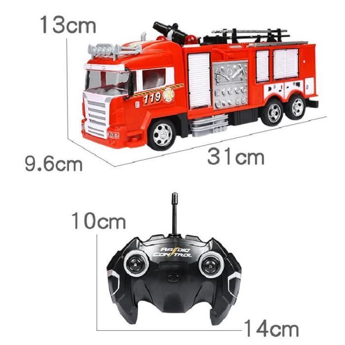 Camion de pompiers télécommandé sans fil 2,4 G, véhicule de sauvetage Camion de pompiers télécommandé sans fil 2,4 G, véhicule de sauvetage
