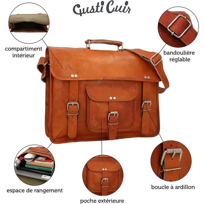 Gusti Cuir nature Finlay 15 cartable en cuir sac notebook sac