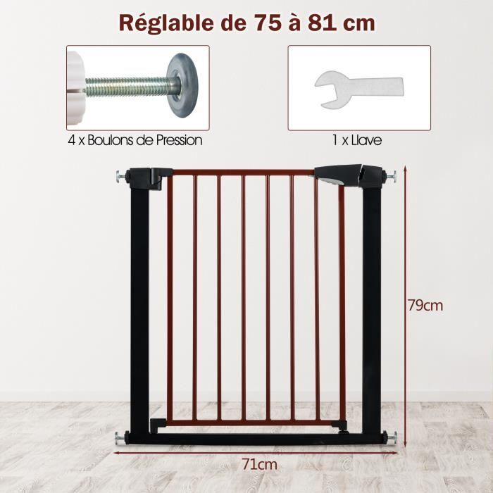 Barriere de Securite porte et escalier 75-82cm sans perçage