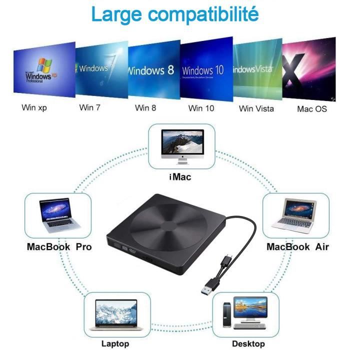 Lecteur DVD pour TV, Lecteur 225cd, Lecteur Disque pour Cd Vidéo Et Média -  Compatible USB