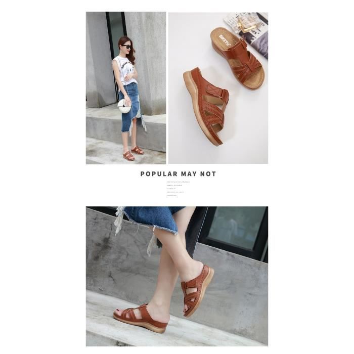 Mules Chaussures Femme Été Confortable Élégantes Bohème Ete Pied Large Cuir  Chic Élégante Vacances Compensées Bout Ouvert Brun Brun - Cdiscount  Chaussures