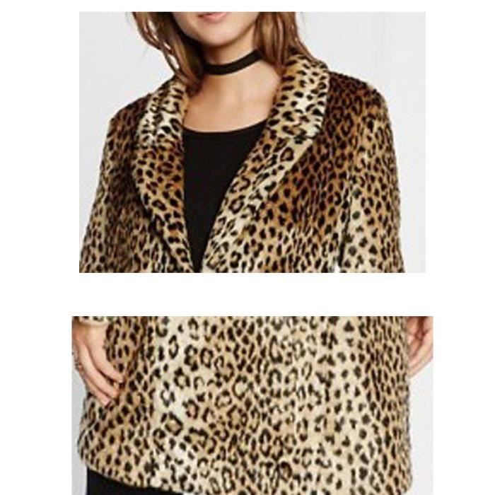 Manteau femme de marque Section moyenne et longue Grand col en fourrure Parka femme Imprime leopard sexy Marron noir Marron noir Cdiscount Pret a Porter