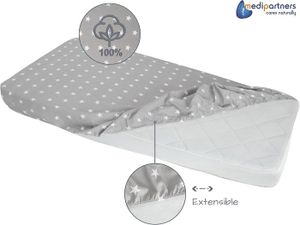 Medi Partners Drap Housse Landau 86x40cm 100% Coton Medi Partners protège Matelas bébé
