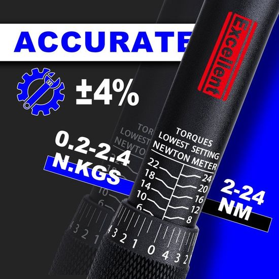 Clé Dynamométrique 1-4" Pour Vélo 1-25 Nm, 4 Pièces, Petite Clé