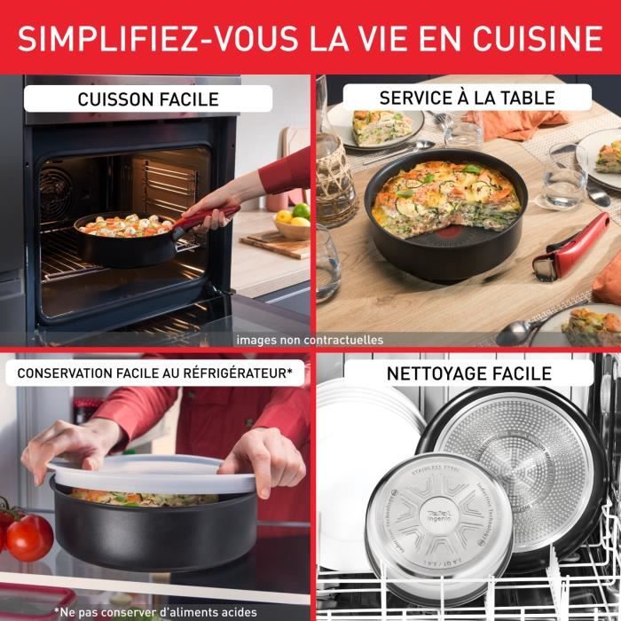 TEFAL INGENIO Easy Plus Padella 28 Cm – Antiaderente, Non Induction, Impilabile, Lavabile In Lavastoviglie, Fabriqué En France