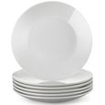 Assiette Plate en Porcelaine, 6 Pièces, 26 cm, Blanc, Assiette Couleur Pure - LOVECASA, Série Sweet-0