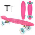 CAROMA Skateboard Complètes, Planche à Roulette avec Plateau en Plastique Renforcé et Roues PU Pour Adulte,Ado,Garçon,Fille, Rose-0