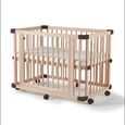 Dripex Lit bébé en bois, Parc bébé,bébé Lit multifonctionnel pour enfants en pin avec rouleaux, épissage Lit de bébé (100x65x73cm)-0