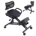 Chaise à genoux ergonomique à hauteur réglable avec coussin - Mxzzand - Acier+éponge+cuir+contreplaqué - 74x46x90cm-0