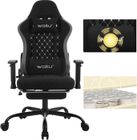 WOLTU Chaise Gaming, Fauteuil Gamer, Coussin à Ressorts, Soutien Lombaire Massant, Tissu Technique, Noir W0ATT0609