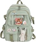 BRAND Sac à dos Kawaii avec pendentif, grande capacité, mignon, ours, accessoires, pour adolescentes, mignon, kawaii, vert