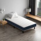 STANEW Ensemble Matelas & Sommier 90x190x15cm, Mousse Mémoire, Cadre Fer 6 Pieds, Résilient & Respirant