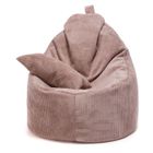 BRAND Fauteuil Poire Pouf YOKO en Velours Côtelé Avec coussin Marron brillant