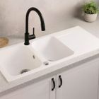 Evier Lisse évier réversible 2 cuves 1 égouttoir en résine blanc Essebagno