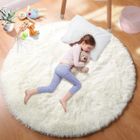 FREOSEN Tapis Rond Chambre 120cm - Anti Slip Doux Moelleux - Blanc