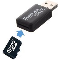 Clé USB 2.0 Lecteur Adaptateur Micro Carte SD - Noir