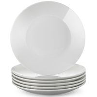 Assiette Plate en Porcelaine, 6 Pièces, 26 cm, Blanc, Assiette Couleur Pure - LOVECASA, Série Sweet