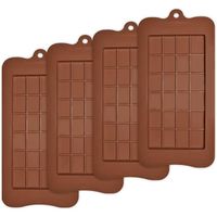 Moules À Tablette De Chocolat Anti-adhésifs En Silicone De Qualité Alimentaire Pour Barres Protéinées Et Énergétiques -  4Pcs