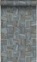 Origin Wallcoverings PP intissé éco texture morceaux carrés de déchets de bois gris pâle - 53 cm x 10,05 m - 347514