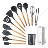 changm- Manche en bois ustensiles de cuisine en silicone 12 pièces spatule de cuisine antiadhésive outil de cuisine pelle cuillère