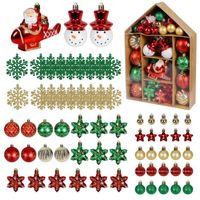 Lot de 70 Ornements Boule de Noël incassables Ensemble pendentifs décoratifs cadeau réutilisable pour arbre de Noël - ROUGE ET VERT