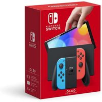 Console Nintendo Switch Modèle OLED Bleu Néon & Rouge Néon - Japonais Compatible avec Jeux Européens, Vendu avec Adaptateur Secteur
