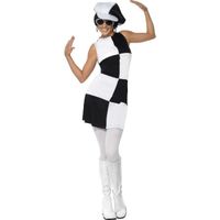 Déguisement Femme - SMIFFY'S - Robe années 60 damier noir et blanc - Taille M