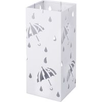 WOLTU Porte parapluie en métal carrée avec 4 crochets et plateau, Porte parapluie design moderne, 20x20x49cm, Blanc