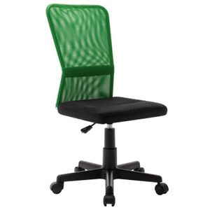 CHAISE DE BUREAU Chaise de bureau MILLION - Noir et vert - Tissu en maille - Réglable en hauteur