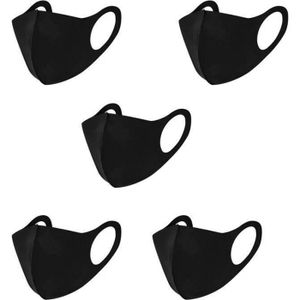 Lot de 6 Masque de Bouche en Soie Glacée Adult Protégée de la Poussière Extérieure Masque de Réutilisable et Lavable Unisex Noir