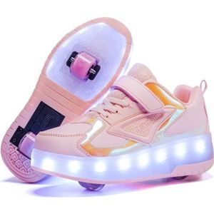 Chaussures À roulettes Chaussures À roulettes Chaussures Filles Garçons Chaussures À Roues Enfants Baskets À Roues Chaussures De Sport À roulettes avec Roues À Deux Rangées 